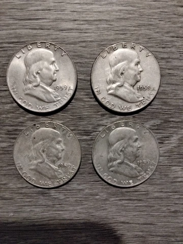 1959-p Franklin Half Dollar. Average Grade of Coin You Receive is Photographed Cover