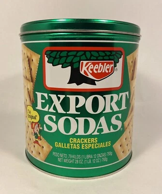 VINTAGE KEEBLER EXPORT SODAS CRACKER TIN KEEBLER ELF *EMPTY* SPANISH VERSION - Image 1 of 4