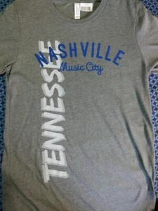 Nashville Tennessee Music City Short Sleeve T-shirt Small Grey FREE SHIPPING - Picture 1 of 3
