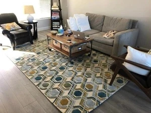 Mid- Century Hand Tufted Wool Rug Handmade Living room Bedroom Hall Area Carpets - Picture 1 of 5