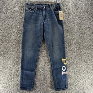 Polo Ralph Lauren Jeans Girls 16 The Astor Slim Boyfriend Spell Out Logo Stretch - Picture 1 of 13