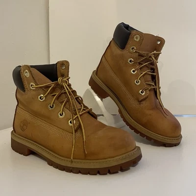 Timberland 6 In Premium Botas Juveniles Talla 4 M Cuero Resistente Impermeable Trigo Foto 1 de 4
