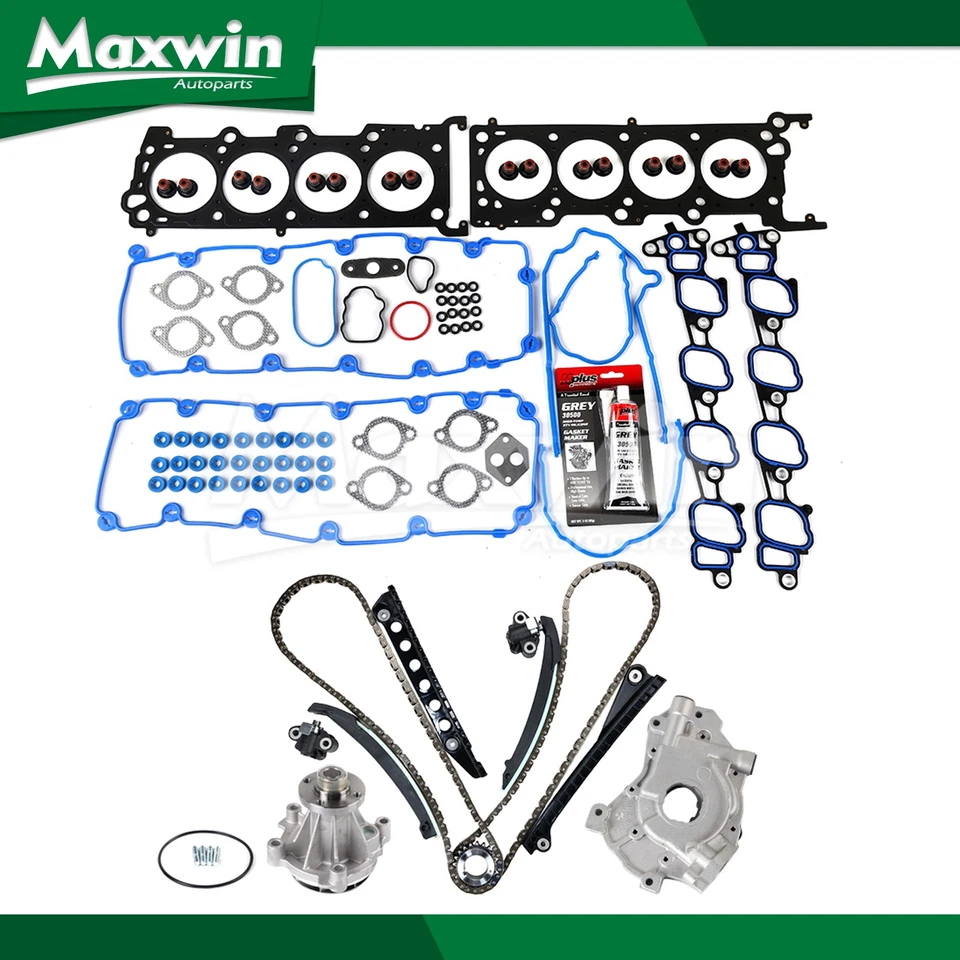 Juego de juntas de culata Kit de cadena de distribución Bomba de agua de aceite para Ford E-150 E-350 Super Duty Foto 1 de 4