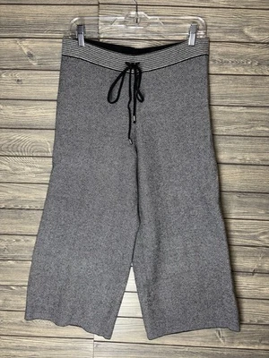 Joseph Ribkoff Wide Leg Pants Womens M Herringbone Knit Black White Pull On - Image 1 of 4