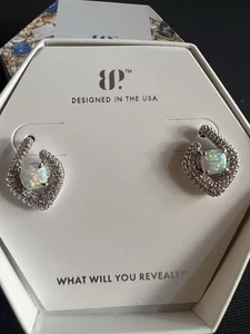 Bomb Party Earrings Oct 25 ER64767 Beneath The Glimmer Milky White Opal~Rhodium - Picture 1 of 4