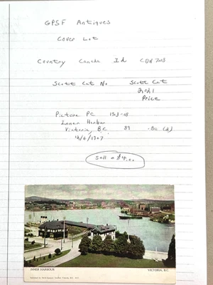 Canada Picture postcard Inner Harbour, Victoria BC with Canada  Scott Cat 89 - Image 1 of 2