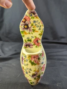 Floral Keramik Wand Tasche Dekor Vase Slipper Schuh Wild Flower Design 6,75" Selten - Bild 1 von 5