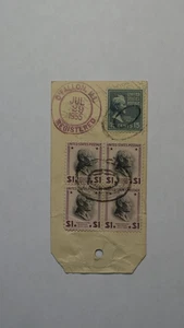 1955 O'Fallom IL Registered Block 4 X $1 Prexie +15c Saint Louis MO Mailing Tag - Picture 1 of 2