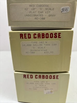 Red Caboose O Scale 42’ 10” Flat Car And 2- 10,000 Gallon Tank Car Kits. - Image 1 of 4