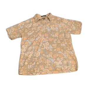Vintage TH Standard Issue Camp Shirt Mens Medium 4-Button Pullover Beige Floral - Picture 1 of 8