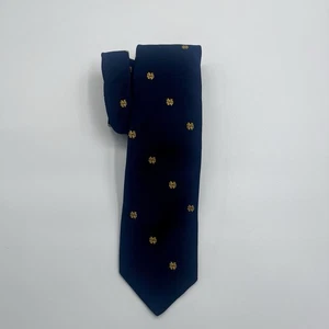 Vintage The Notre Dame Bookstore Schreter Navy Blue Notre Dame "ND" Print Tie 4H - Picture 1 of 7