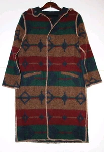Woolrich Southwestern Aztec Reversible Hooded Wool Blanket Coat Size Small Vtg - Picture 1 of 12