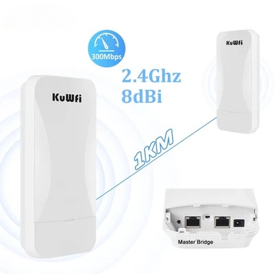 2.4Ghz 300Mbps 2pcs Powerful Wifi Repeater Outdoor CPE Long Range Extend - Image 1 of 4