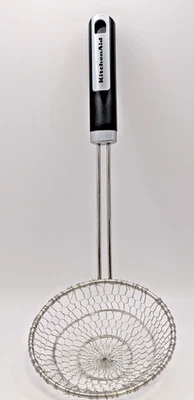 Metal Wire Mesh Ladle By KitchenAid Strainer Spoon Basket Fry Cooking 14 in long - Image 1 of 4