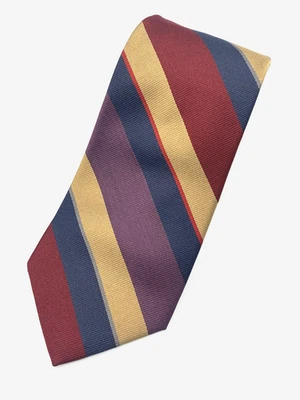 ETRO Repp Silk Men's Tie Made in Milan Italy Burgundy, Navy, Gold, Purple 57" - Image 1 of 4