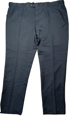 Pantalones de vestir ENRO para hombre talla 54 sin dobladillo azul marino poliéster plisado delantero NUEVO Foto 1 de 4