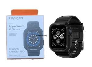 Coque Apple Watch Series 7 6 5 4 SE 45/44 mm Spigen [Rugged ArmorPro] noire - Photo 1 sur 1