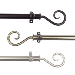 Hook 3/4” Adjustable Window Drapery Curtain Rod 18"-170" (5 sizes, 3 colors) - Picture 1 of 7