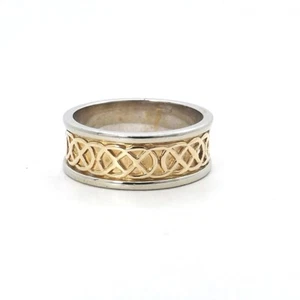 14k Gold Celtic Irish Love Knot Wedding Band Ring JC Designer Two Tone 5gr - Picture 1 of 4