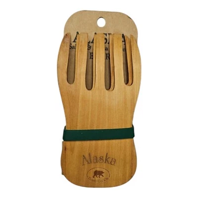 Nuevo Grand Alaska Madera Oso Garras Ensaladera Tenedores Utensilios Grabados Nuevo 6" Foto 1 de 4