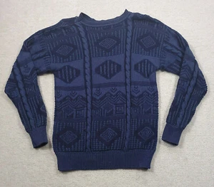 Vintage Bellagio Cable Knit Sweater Mens Medium Blue Made In USA - Picture 1 of 11