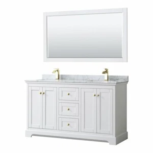 Wyndham Collection Avery 60" Square Sink Wood Double Bathroom Vanity in White - Picture 1 of 3