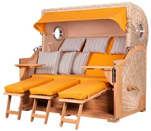 Strandkorb-Set - 3-Sitzer - Königssee Teak - PE shell - Modell 586 - Bild 1 von 14