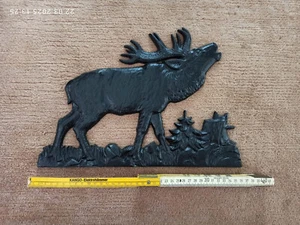 Gußeisernes Wandrelief "Röhrender Hirsch", original Erzgebirge - Bild 1 von 1
