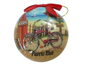 Puerto Rico Flat Ball Inner Beauty Ornament Wellcome Beach Bar Hotel Print - Picture 1 of 4