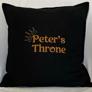 Personalised embroidered Cushion Royal Crown Name 'Throne' Dad son birthday gift - Picture 1 of 1