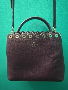 Borsa KATE SPADE NEW YORK Janell Paloma in pelle con manico superiore prugna profonda - Foto 1 di 11