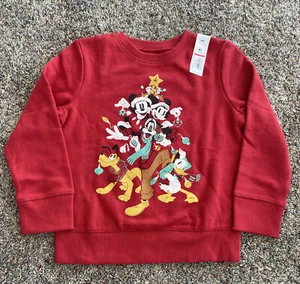 Disneys Christmas Sweatshirt Mickey,Minnie,Goody,Donald,Pluto,Chip&Dale Kids 4T - Picture 1 of 4