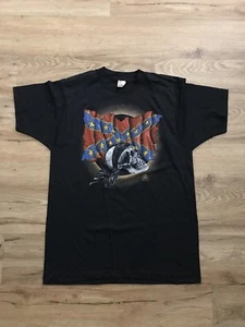 Vintage 80s Flag Skull QFX Shirt Adult Size MEDIUM M Motorcycle Harley Davidson - Picture 1 of 6