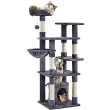 Albero Tiragraffi per Gatti 143 cm con 2 Palle Appesa Corda di...