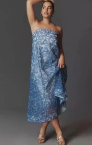 NWT Anthropologie Women sz XS Strapless Embroidered Floral Lace Midi Dress $258 - Picture 1 of 2