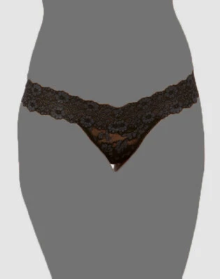 Tanga elástica Hanky Panky para mujer negra teñida en cruz tiro original talla única $23 Foto 1 de 2