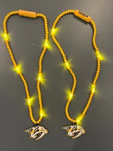 2 NHL Nashville Predators Yellow Beaded LED Necklace Light Up Flashing Hockey  - Picture 1 of 1