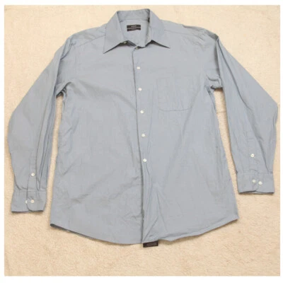 Alfani Blue Long Sleeve Cotton Solid Button Up Dress Shirt Medium 15.5 34/35 E25 - Image 1 of 4