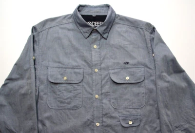 CAMISA DE TRABAJO OXFORD CONVERTIBLE DE COLECCIÓN 10 DEEP NYC ~ LOGOTIPO DE NUDILLOS DE LATÓN OG ~ M Foto 1 de 4