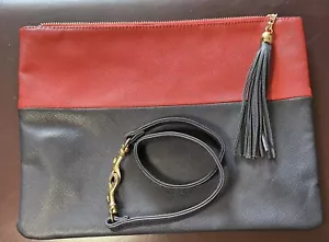 "Borsa a tracolla Toss Designs con nappa Ginevra chiusura con cerniera rossa/blu 9"" x 12" - Foto 1 di 4
