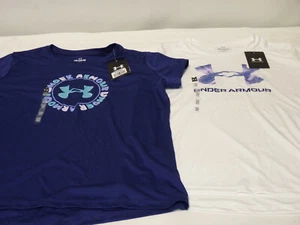 2-PACK LOT Under Armour GIRLS KIDS SIZE 18 YXL Loose T-Shirt Top Short Sleeve - Picture 1 of 3