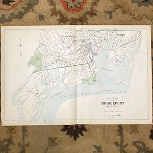 Antique 1893 South Bridgeport CT Original Map Old Hand Colored Connecticut Hurd - Picture 1 of 13