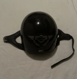 Harley Davidson Black Dot Leather Strap Buckle Helmet Size L - Bild 1 von 9
