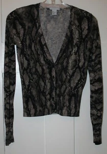 H&M Damen Pullover Schlangenleder Print Knopfleiste braun Größe S - Bild 1 von 3