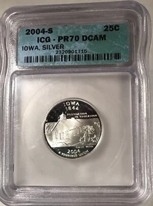 2004 S 25C Silver Iowa State Quarter PR70DCAM ICG - Picture 1 of 2