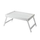Bamboo Bed Breakfast Serving Tray White Table With Folding Legs Raised Edge