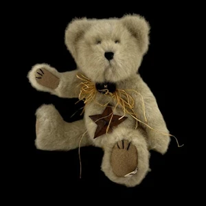 Plush Boyd's Bears, Small Tan Bear w/ Metal Star, Button, Raffia Bow, #3809052 - Picture 1 of 14