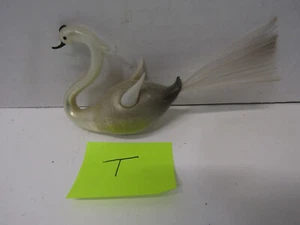 T VINTAGE ORNAMENT CHRISTMAS MERCURY GLASS SPUN TAIL SWAN 2 WING CLIP HOLIDAY - Picture 1 of 2