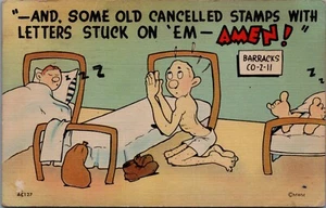 Vintage Camp Atterbury, Indiana Postkarte Soldat betet Vintage Original #2948 - Bild 1 von 2