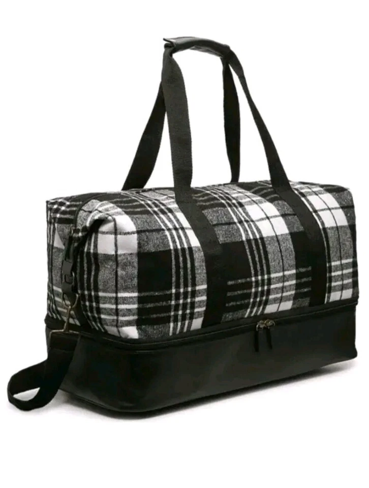 DSW Weekender Bag Travel Carry On Black And White Plaid